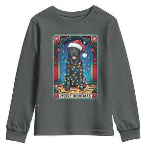 Merry Woofmas Youth Sweatshirt Funny Tarot Card Labrador Retriever Christmas Gift TS12 Dark Heather Print Your Wear