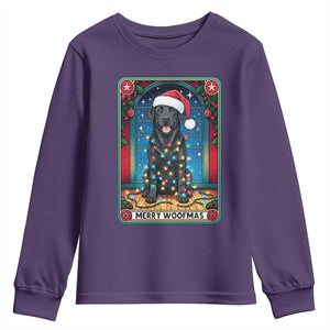 Merry Woofmas Youth Sweatshirt Funny Tarot Card Labrador Retriever Christmas Gift TS12 Purple Print Your Wear
