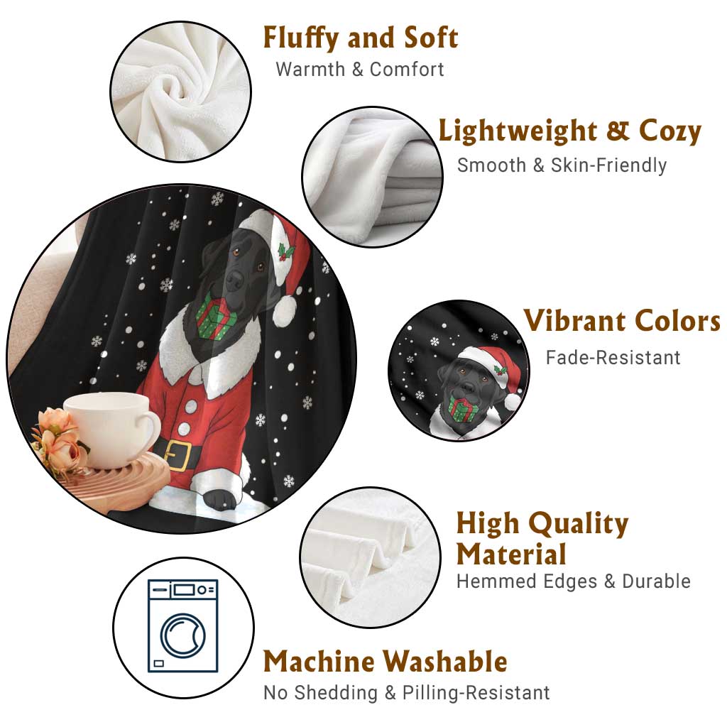 Black Labrador Santa Throw Blanket Funny Christmas Dog Lover Gift TS12 Print Your Wear