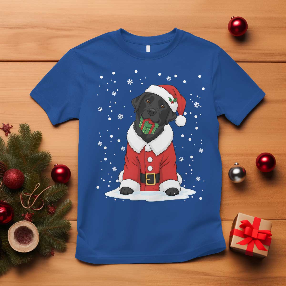 Black Labrador Santa T Shirt Funny Christmas Dog Lover Gift TS12 Royal Blue Print Your Wear