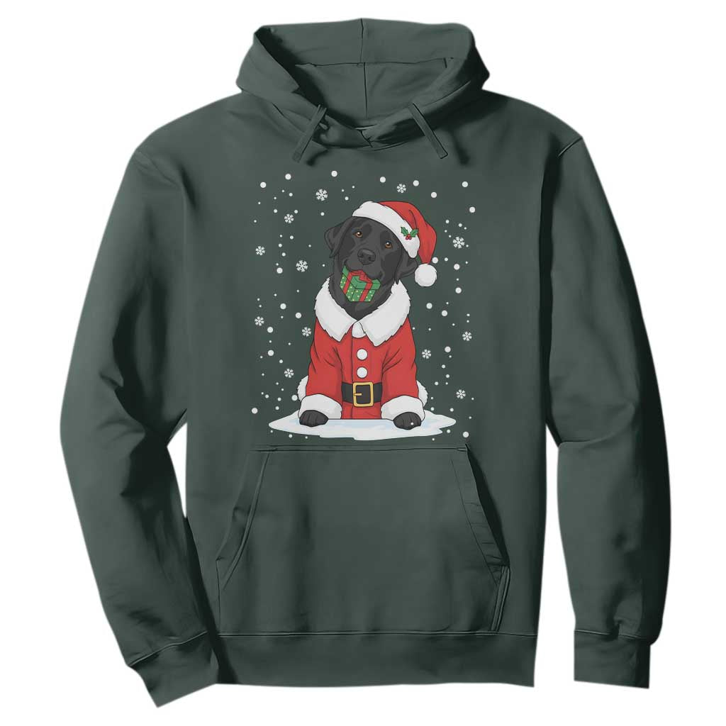 Black Labrador Santa Hoodie Funny Christmas Dog Lover Gift TS12 Dark Forest Green Print Your Wear