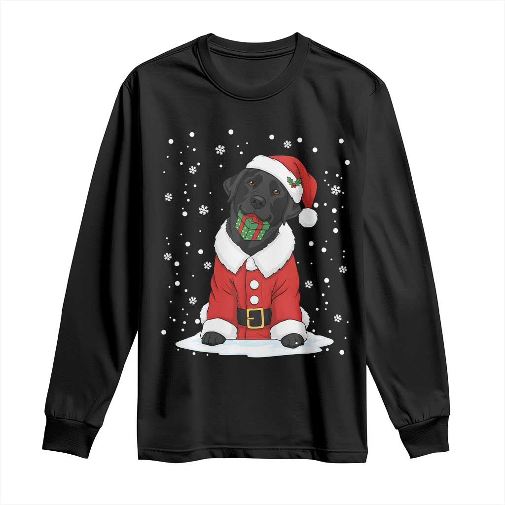 Black Labrador Santa Long Sleeve Shirt Funny Christmas Dog Lover Gift TS12 Black Print Your Wear