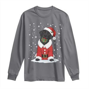 Black Labrador Santa Long Sleeve Shirt Funny Christmas Dog Lover Gift TS12 Charcoal Print Your Wear