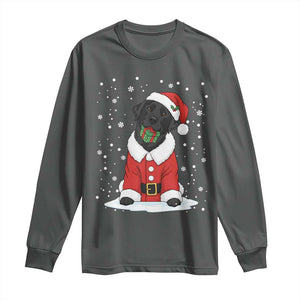 Black Labrador Santa Long Sleeve Shirt Funny Christmas Dog Lover Gift TS12 Dark Heather Print Your Wear