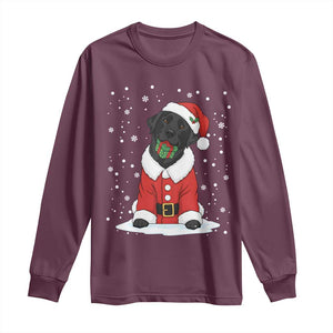 Black Labrador Santa Long Sleeve Shirt Funny Christmas Dog Lover Gift TS12 Maroon Print Your Wear