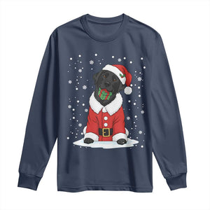 Black Labrador Santa Long Sleeve Shirt Funny Christmas Dog Lover Gift TS12 Navy Print Your Wear