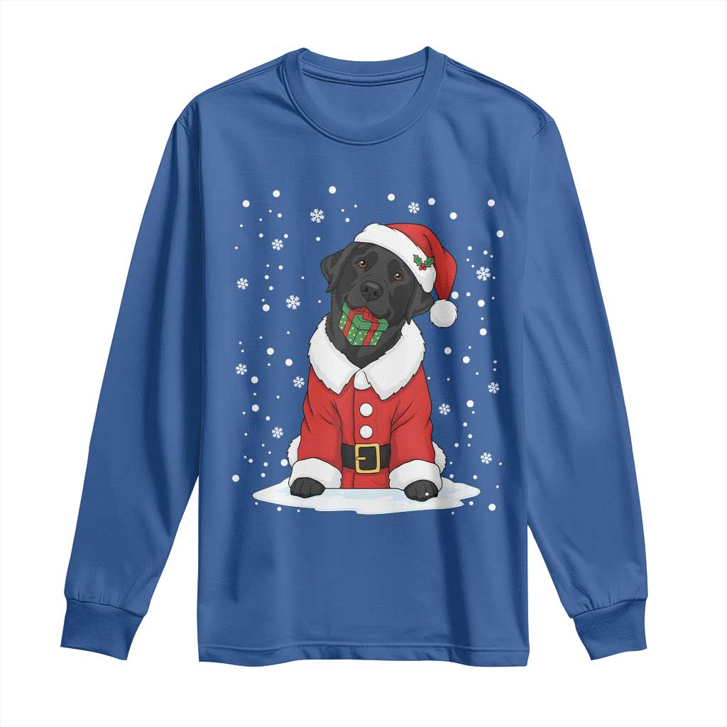 Black Labrador Santa Long Sleeve Shirt Funny Christmas Dog Lover Gift TS12 Royal Blue Print Your Wear