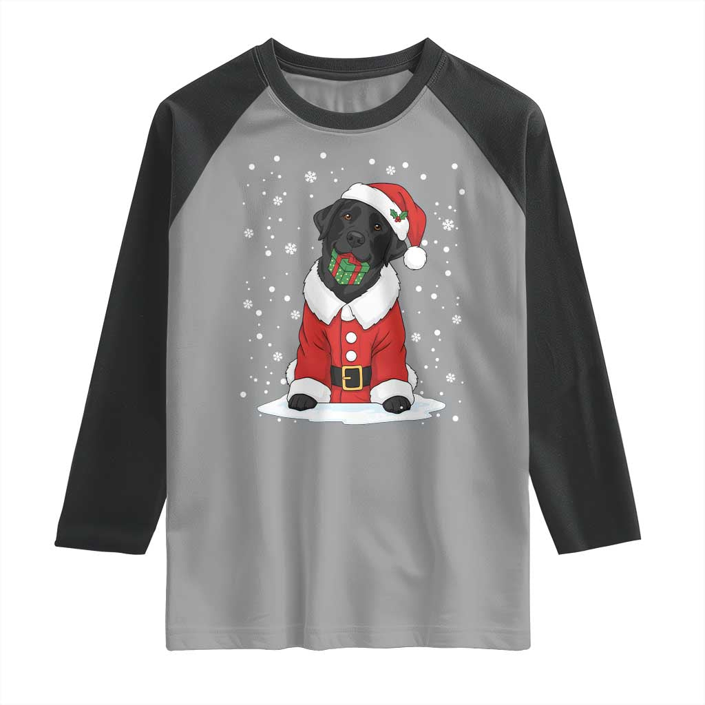 Black Labrador Santa Raglan Shirt Funny Christmas Dog Lover Gift TS12 Sport Gray Black Print Your Wear
