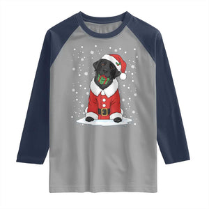 Black Labrador Santa Raglan Shirt Funny Christmas Dog Lover Gift TS12 Sport Gray Navy Print Your Wear