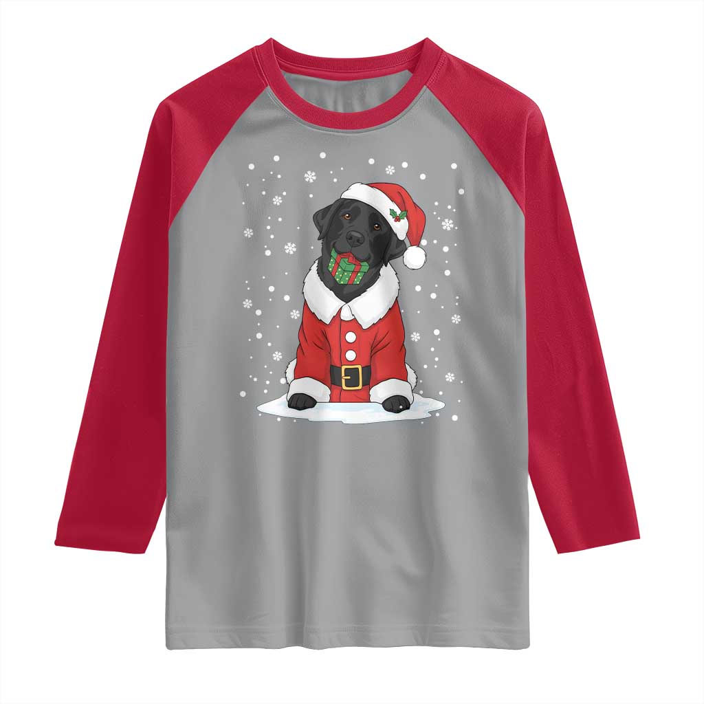 Black Labrador Santa Raglan Shirt Funny Christmas Dog Lover Gift TS12 Sport Gray Red Print Your Wear