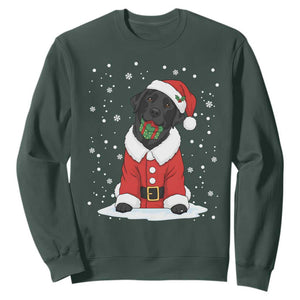 Black Labrador Santa Sweatshirt Funny Christmas Dog Lover Gift TS12 Dark Forest Green Print Your Wear