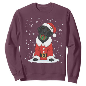 Black Labrador Santa Sweatshirt Funny Christmas Dog Lover Gift TS12 Maroon Print Your Wear