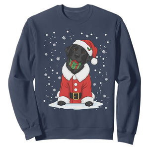 Black Labrador Santa Sweatshirt Funny Christmas Dog Lover Gift TS12 Navy Print Your Wear
