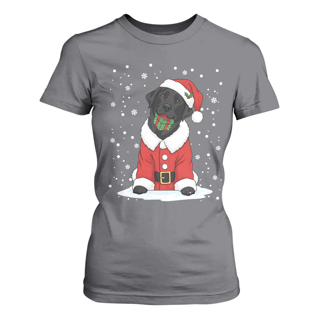 Black Labrador Santa T Shirt For Women Funny Christmas Dog Lover Gift TS12 Charcoal Print Your Wear