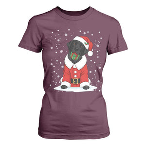 Black Labrador Santa T Shirt For Women Funny Christmas Dog Lover Gift TS12 Maroon Print Your Wear