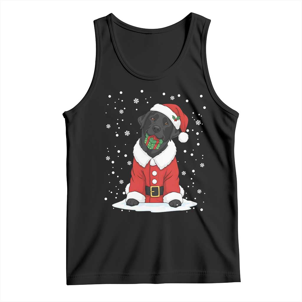 Black Labrador Santa Tank Top Funny Christmas Dog Lover Gift TS12 Black Print Your Wear