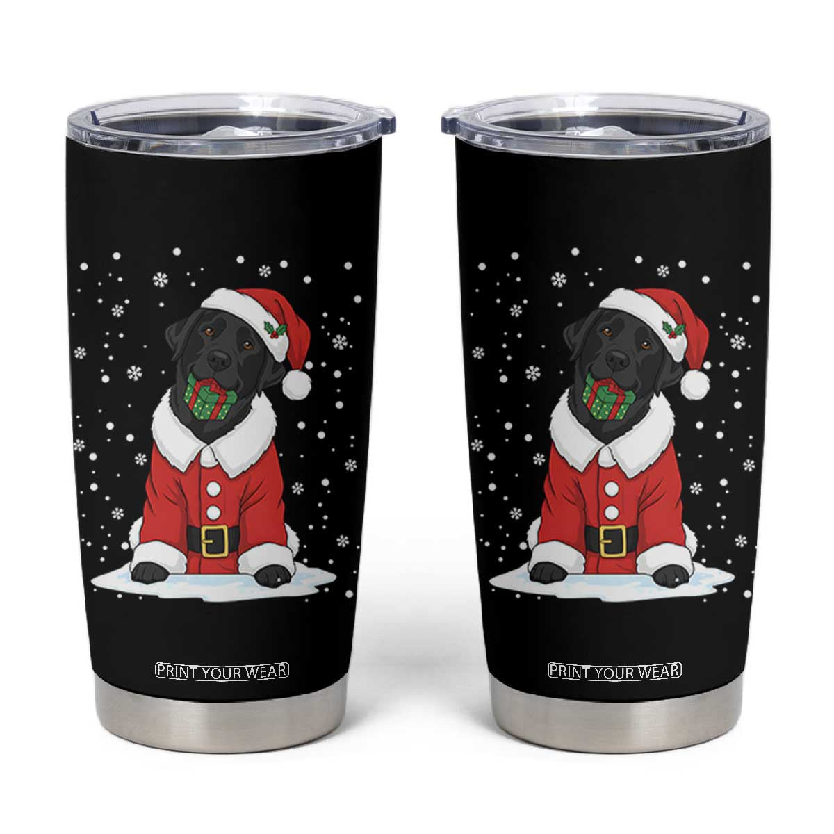 Black Labrador Santa Tumbler Cup Funny Christmas Dog Lover Gift TS12 Black Print Your Wear