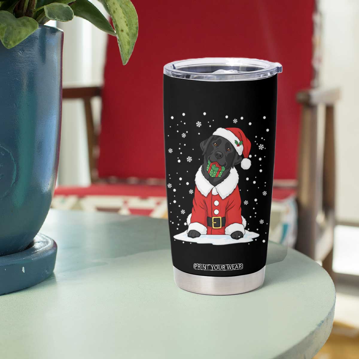 Black Labrador Santa Tumbler Cup Funny Christmas Dog Lover Gift TS12 Print Your Wear