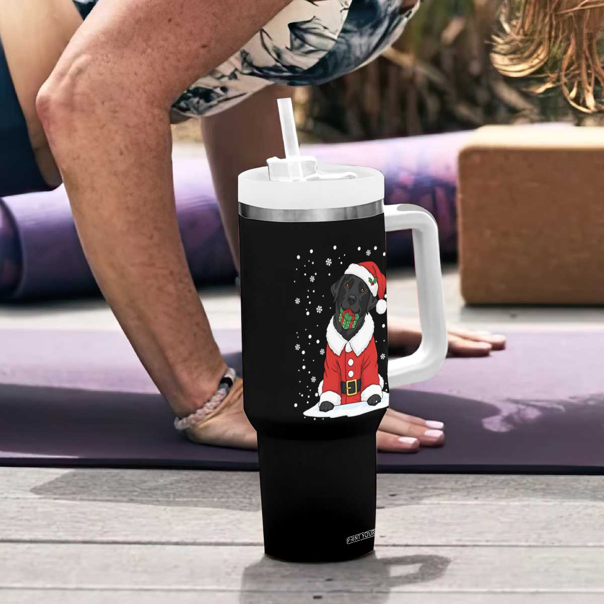 Black Labrador Santa Tumbler With Handle Funny Christmas Dog Lover Gift TS12 Print Your Wear