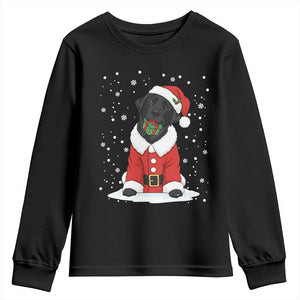 Black Labrador Santa Youth Sweatshirt Funny Christmas Dog Lover Gift TS12 Black Print Your Wear
