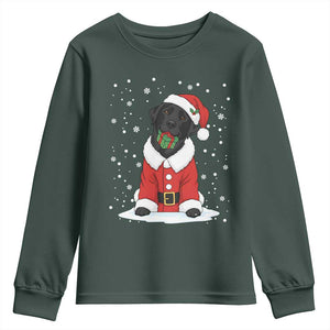 Black Labrador Santa Youth Sweatshirt Funny Christmas Dog Lover Gift TS12 Dark Forest Green Print Your Wear