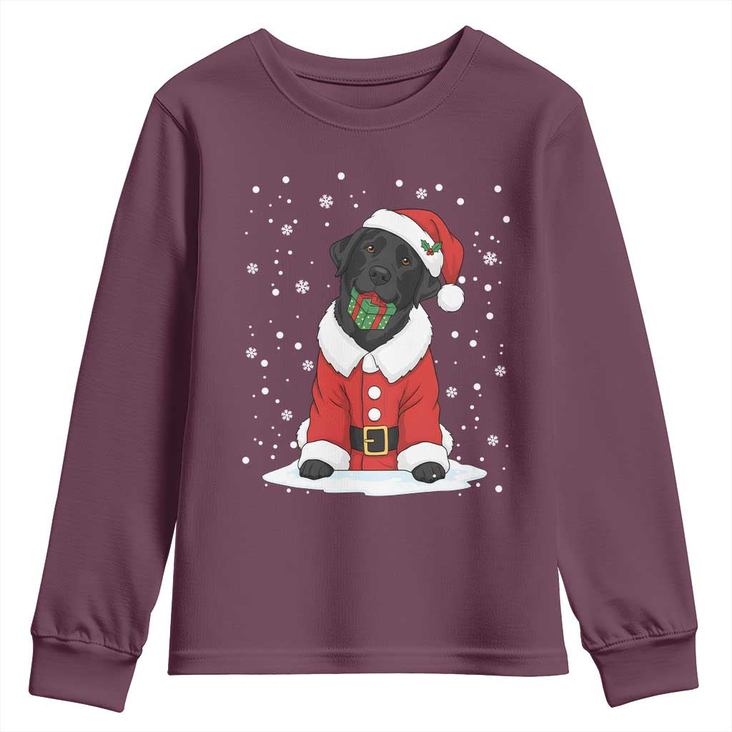 Black Labrador Santa Youth Sweatshirt Funny Christmas Dog Lover Gift TS12 Maroon Print Your Wear