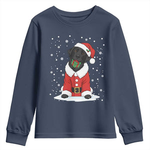 Black Labrador Santa Youth Sweatshirt Funny Christmas Dog Lover Gift TS12 Navy Print Your Wear
