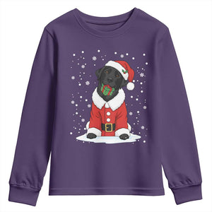 Black Labrador Santa Youth Sweatshirt Funny Christmas Dog Lover Gift TS12 Purple Print Your Wear