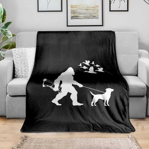 Funny Bow Hunter Throw Blanket Bigfoot Walking Labrador Hunting Dog Gift TS12 Print Your Wear