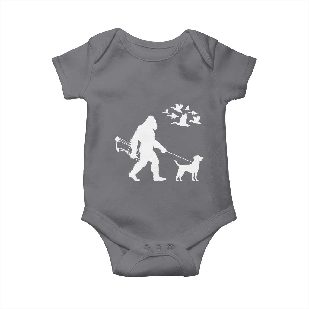 Funny Bow Hunter Baby Onesie Bigfoot Walking Labrador Hunting Dog Gift TS12 Charcoal Print Your Wear