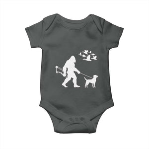 Funny Bow Hunter Baby Onesie Bigfoot Walking Labrador Hunting Dog Gift TS12 Dark Heather Print Your Wear