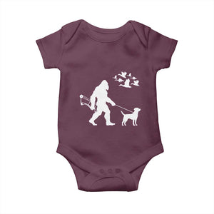 Funny Bow Hunter Baby Onesie Bigfoot Walking Labrador Hunting Dog Gift TS12 Maroon Print Your Wear