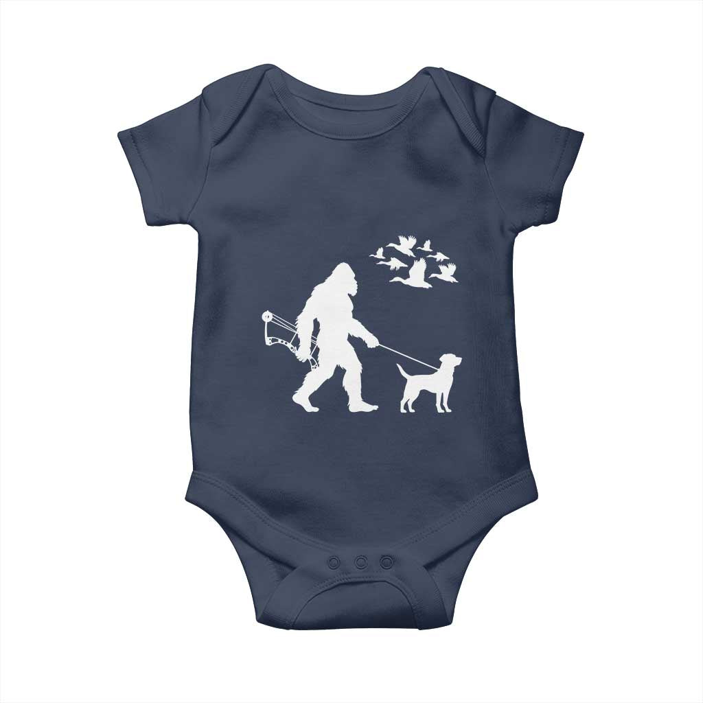 Funny Bow Hunter Baby Onesie Bigfoot Walking Labrador Hunting Dog Gift TS12 Navy Print Your Wear