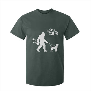 Funny Bow Hunter T Shirt For Kid Bigfoot Walking Labrador Hunting Dog Gift TS12 Dark Forest Green Print Your Wear