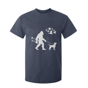 Funny Bow Hunter T Shirt For Kid Bigfoot Walking Labrador Hunting Dog Gift TS12 Navy Print Your Wear