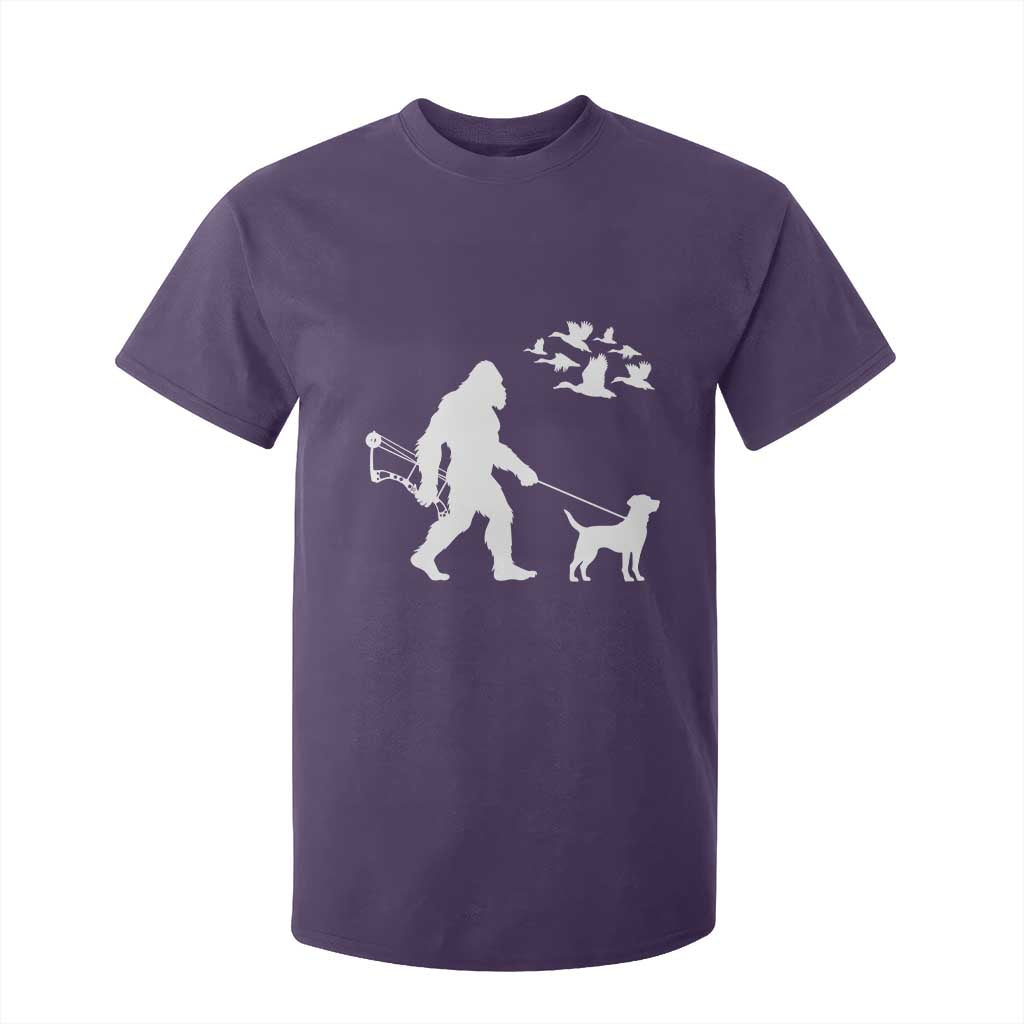 Funny Bow Hunter T Shirt For Kid Bigfoot Walking Labrador Hunting Dog Gift TS12 Purple Print Your Wear