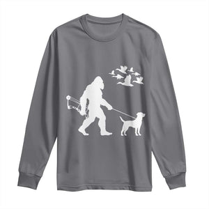 Funny Bow Hunter Long Sleeve Shirt Bigfoot Walking Labrador Hunting Dog Gift TS12 Charcoal Print Your Wear