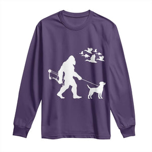 Funny Bow Hunter Long Sleeve Shirt Bigfoot Walking Labrador Hunting Dog Gift TS12 Purple Print Your Wear