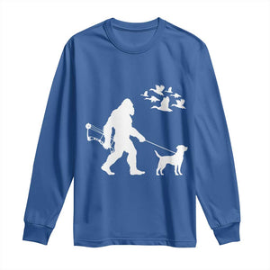 Funny Bow Hunter Long Sleeve Shirt Bigfoot Walking Labrador Hunting Dog Gift TS12 Royal Blue Print Your Wear