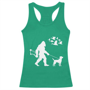 Funny Bow Hunter Racerback Tank Top Bigfoot Walking Labrador Hunting Dog Gift - Print Your Wear