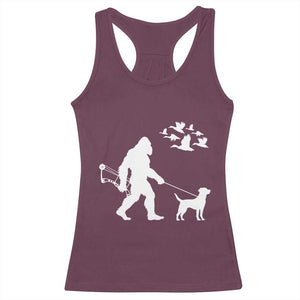Funny Bow Hunter Racerback Tank Top Bigfoot Walking Labrador Hunting Dog Gift - Print Your Wear