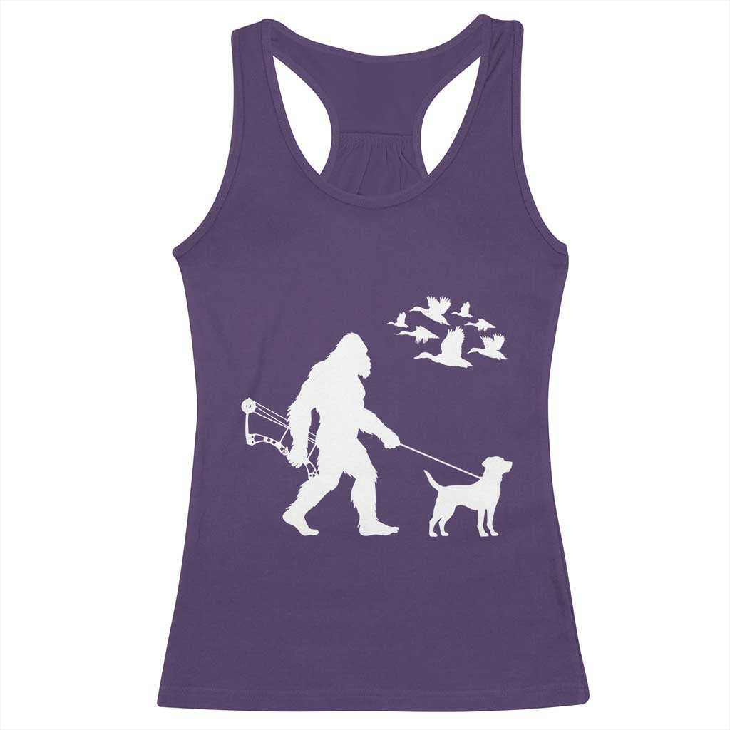 Funny Bow Hunter Racerback Tank Top Bigfoot Walking Labrador Hunting Dog Gift TS12 Purple Print Your Wear