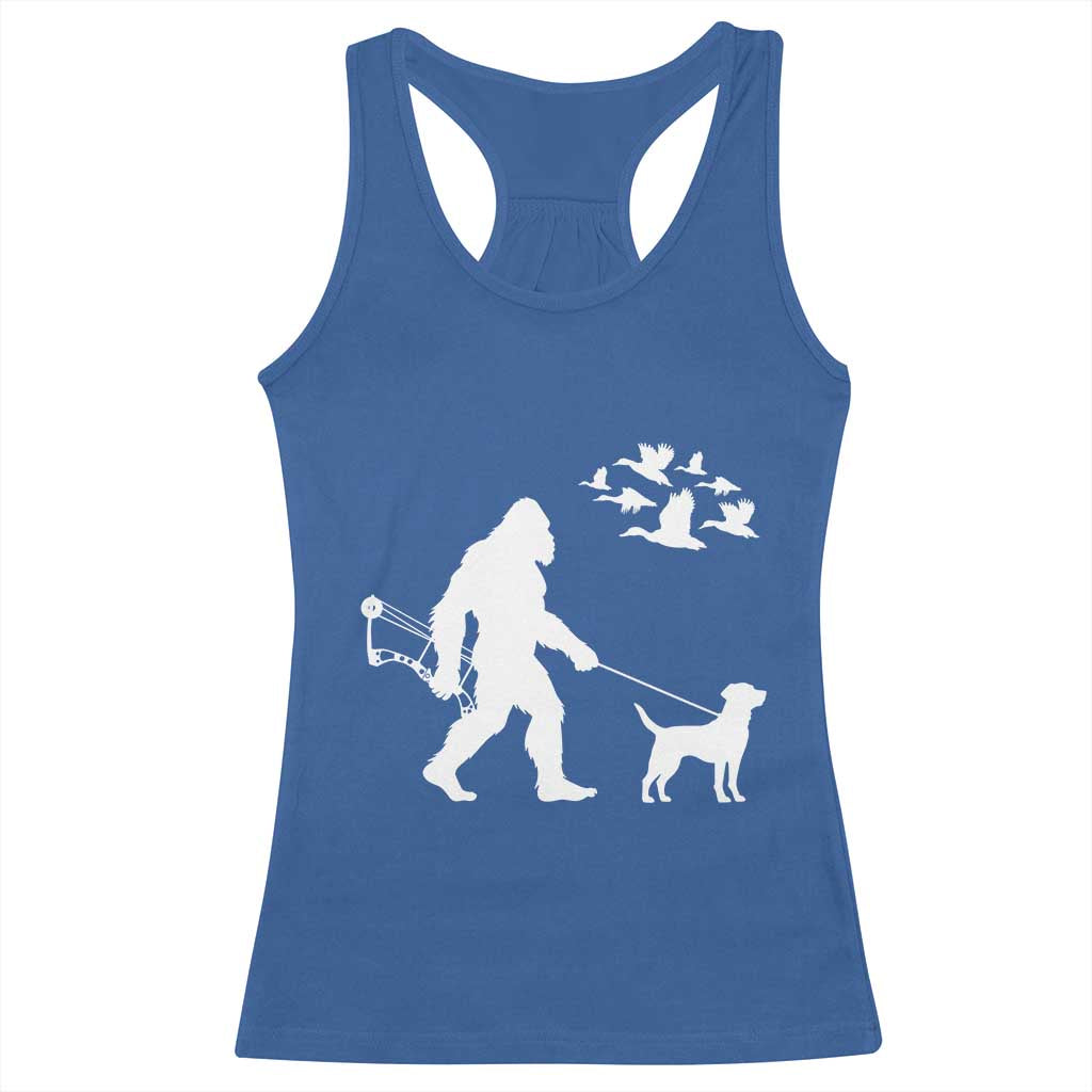 Funny Bow Hunter Racerback Tank Top Bigfoot Walking Labrador Hunting Dog Gift TS12 Royal Blue Print Your Wear