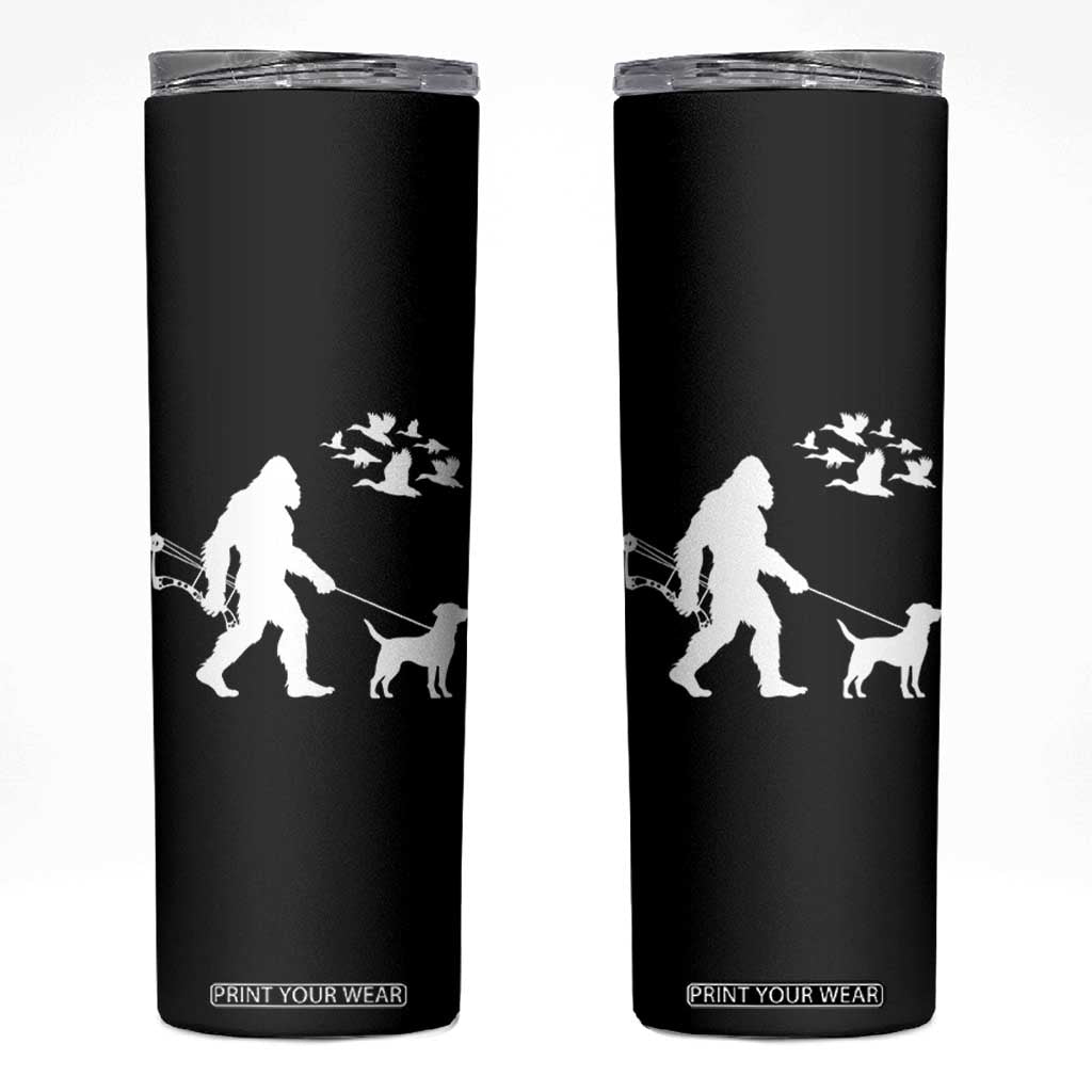 Funny Bow Hunter Skinny Tumbler Bigfoot Walking Labrador Hunting Dog Gift TS12 Black Print Your Wear