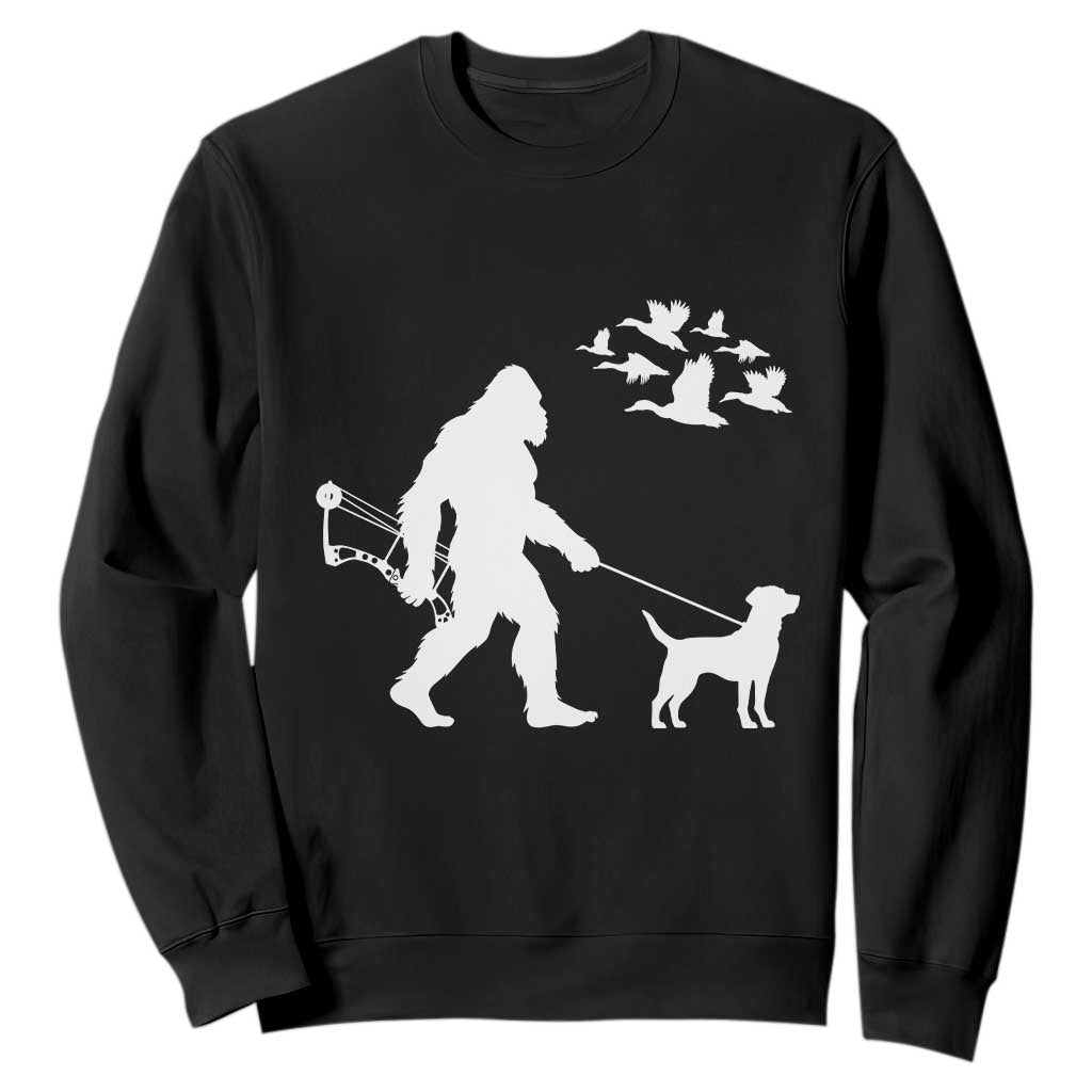 Funny Bow Hunter Sweatshirt Bigfoot Walking Labrador Hunting Dog Gift TS12 Black Print Your Wear