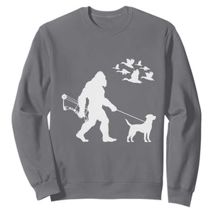 Funny Bow Hunter Sweatshirt Bigfoot Walking Labrador Hunting Dog Gift - Print Your Wear