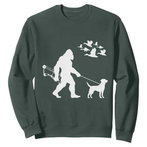 Funny Bow Hunter Sweatshirt Bigfoot Walking Labrador Hunting Dog Gift - Print Your Wear