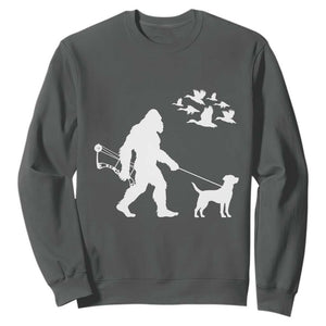 Funny Bow Hunter Sweatshirt Bigfoot Walking Labrador Hunting Dog Gift - Print Your Wear