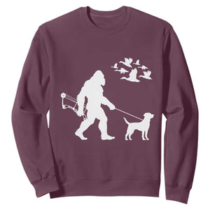 Funny Bow Hunter Sweatshirt Bigfoot Walking Labrador Hunting Dog Gift - Print Your Wear