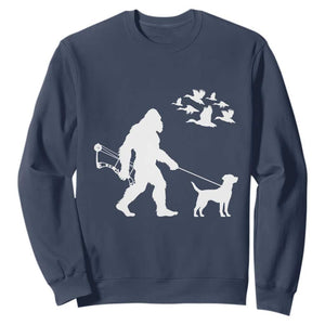 Funny Bow Hunter Sweatshirt Bigfoot Walking Labrador Hunting Dog Gift - Print Your Wear